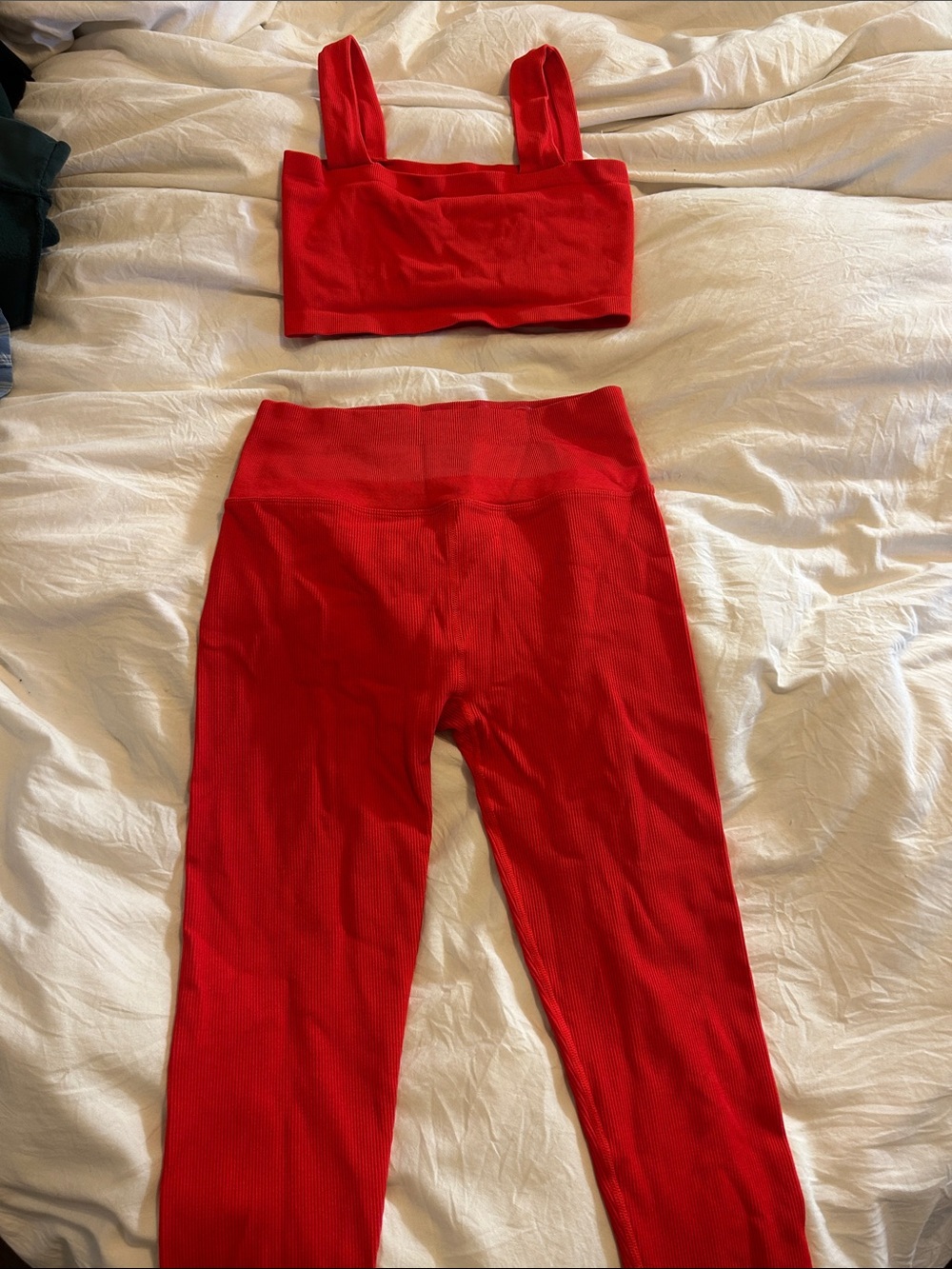 Spiritual Gangster/ Peloton Collab!! Red ribbed bra and full length leggings